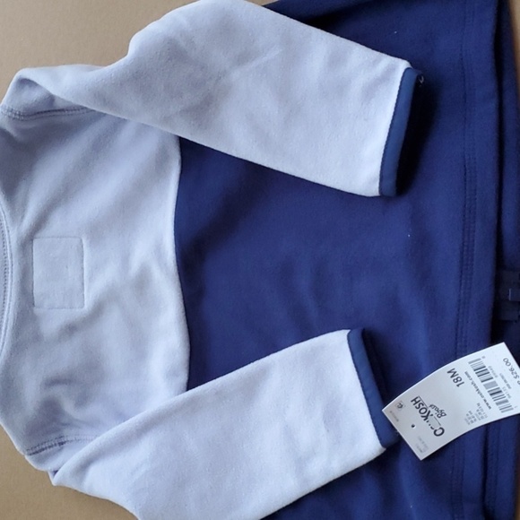 OshKosh B'gosh NWT 2 tone blue fleece zip up jacket size 18 month - Picture 8 of 9